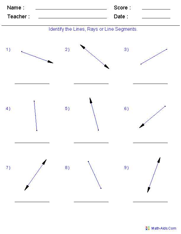 Geometry Parallel Lines Worksheet Answers Also Identify Lines Rays and Line Segments Geometry