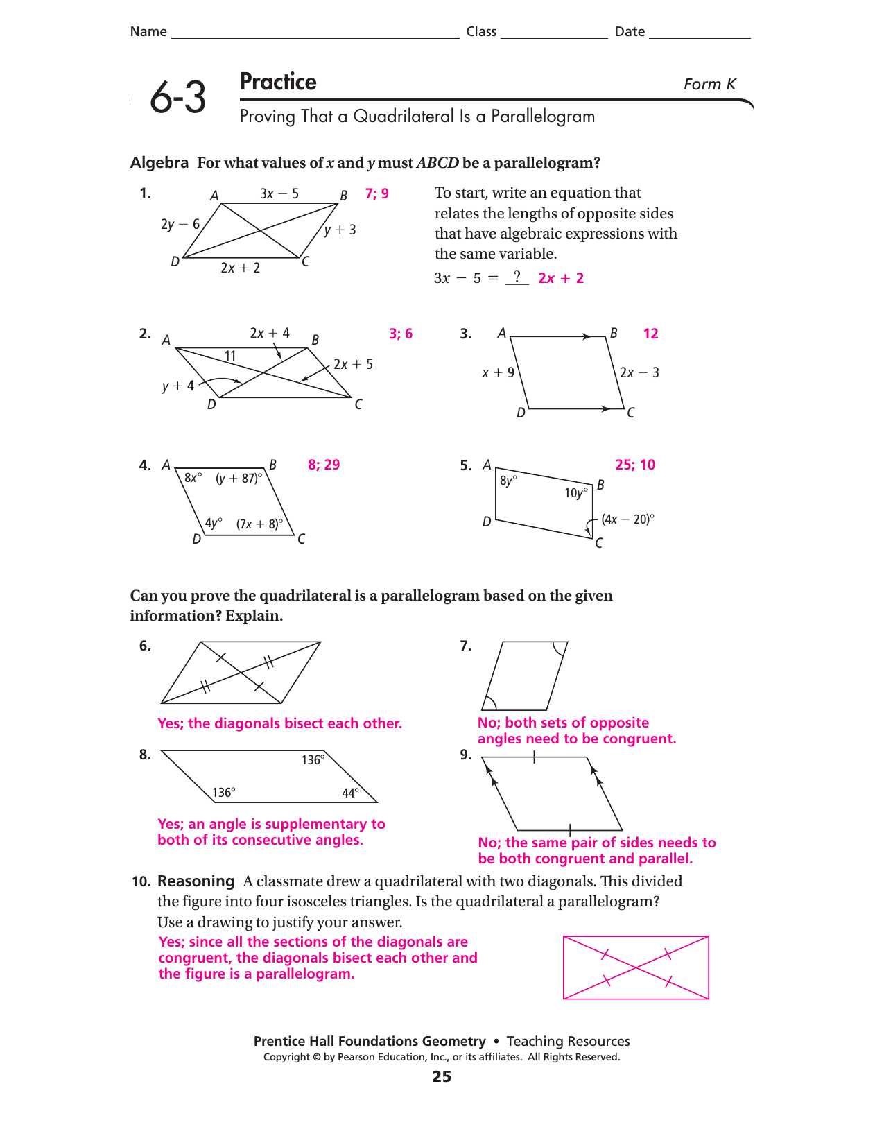 Geometry Parallelogram Worksheet Answers with Parallelogram Worksheet Geometry Answers the Best Worksheets Image