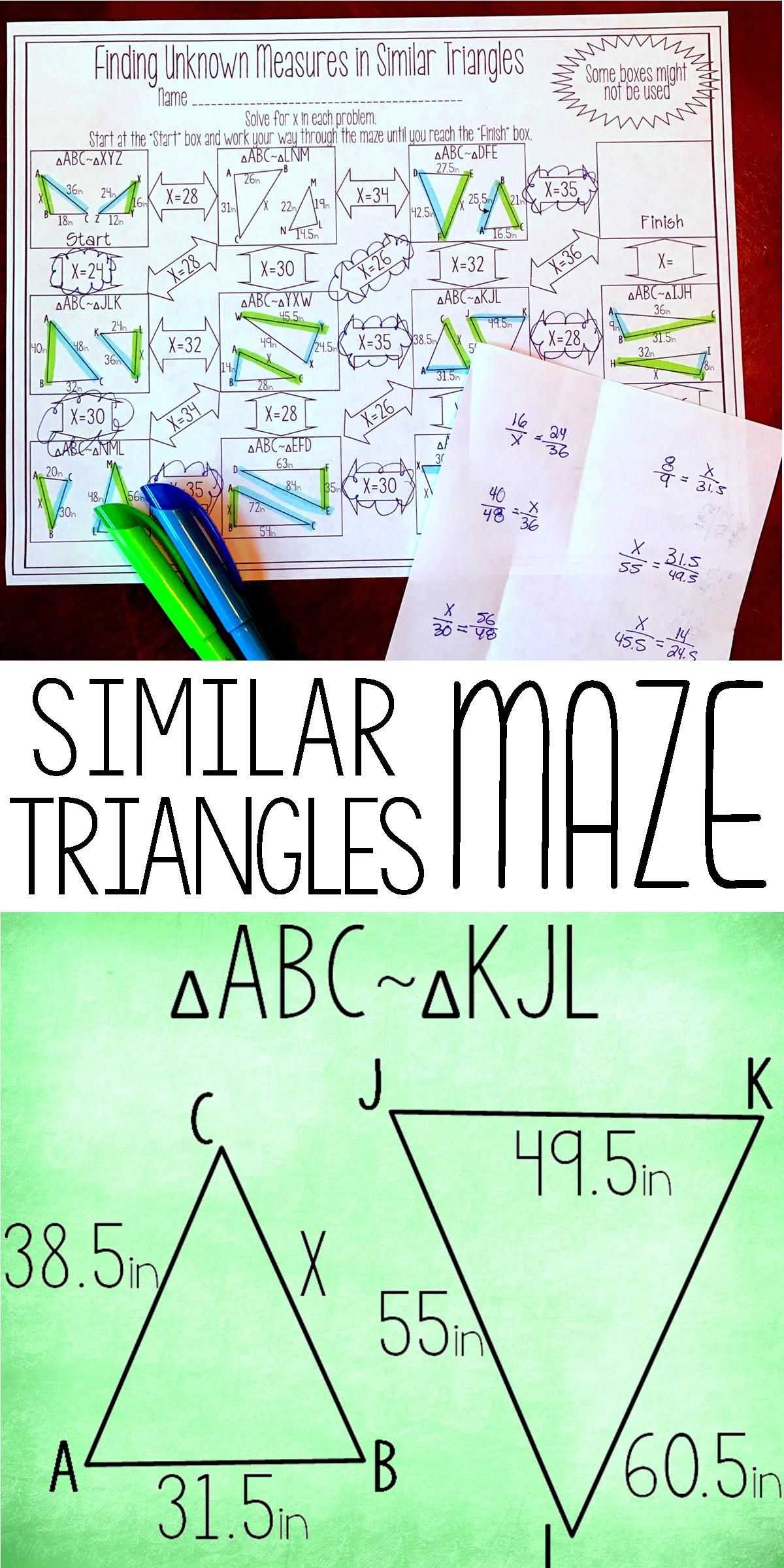Geometry Worksheet Congruent Triangles Sss and Sas Answers together with Finding Unknown Measures In Similar Triangles Maze