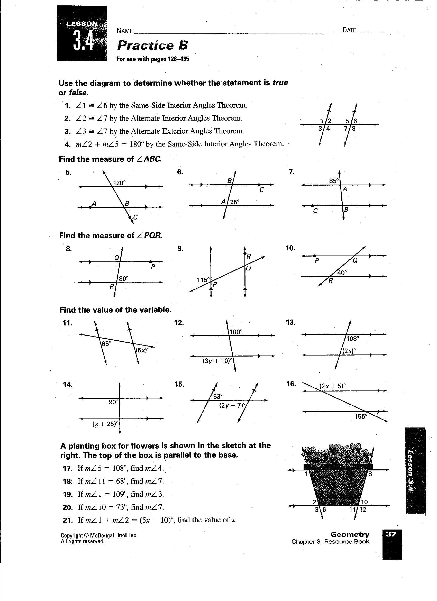 Glencoe Geometry Chapter 4 Worksheet Answers or Parallel Lines Proof Worksheet Answers the Best Worksheets Image