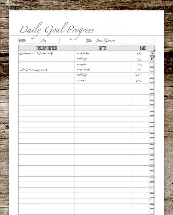 Goal Tracking Worksheet or Goal Tracking Sheet aslitherair