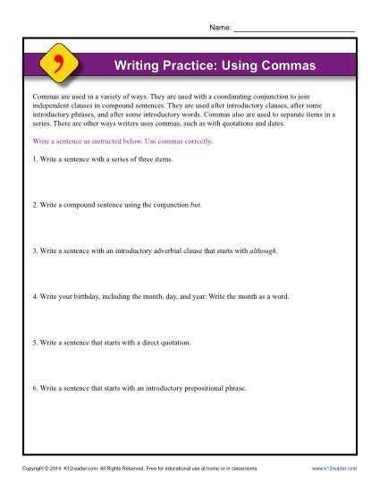 Grammar and Punctuation Worksheets or Writing Practice Using Mas
