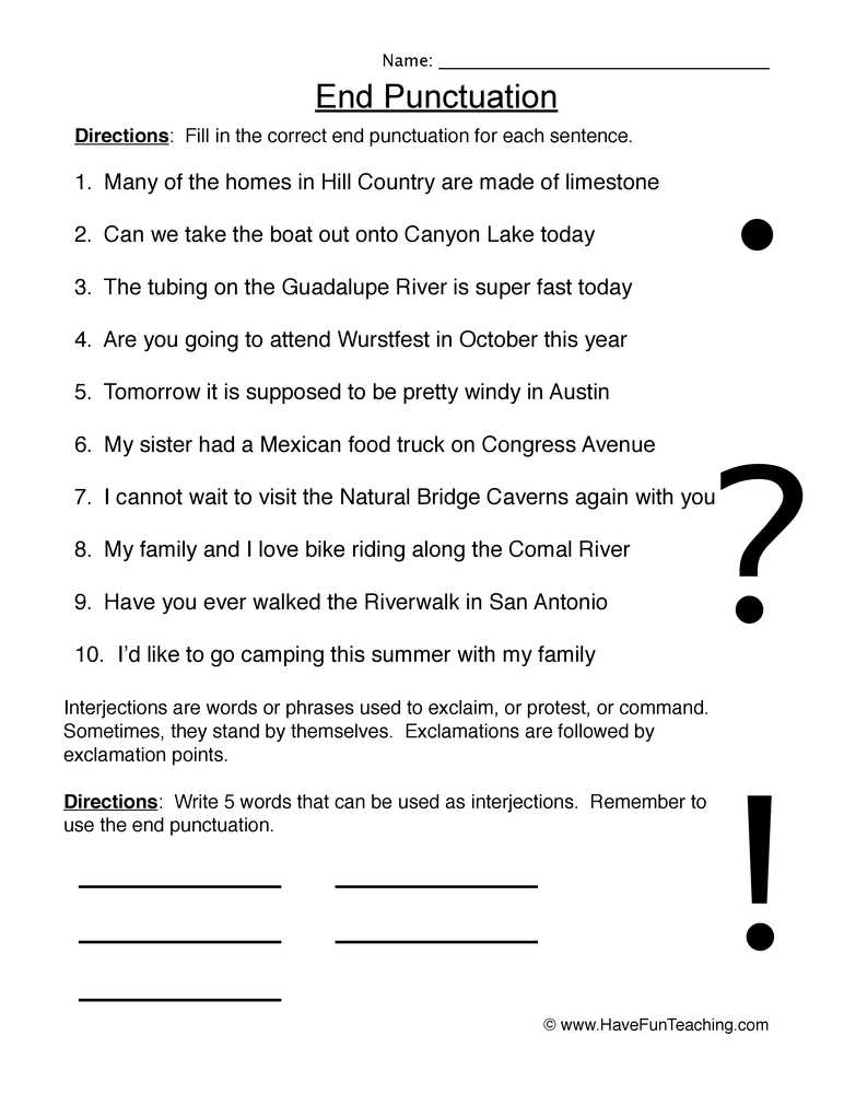 Grammar and Punctuation Worksheets with Fresh Punctuation Worksheets Fresh Question Exclamation Period