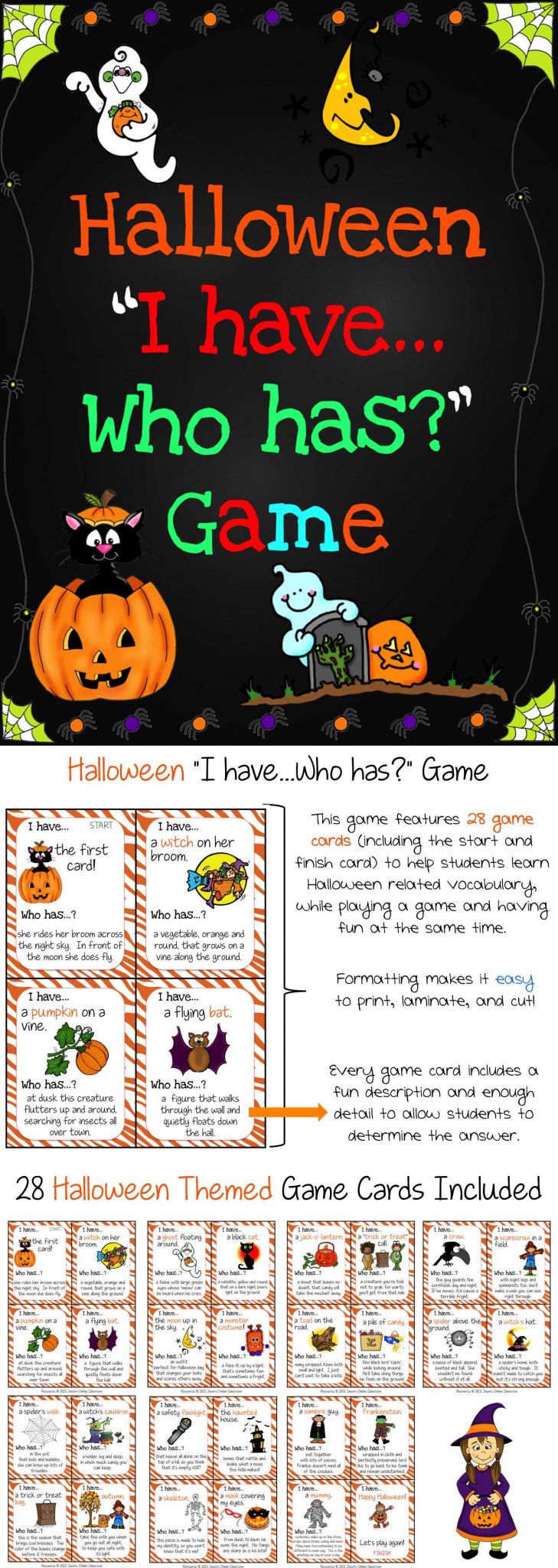 Halloween Worksheets Pdf or Halloween Activities Speaking & Listening I Have who Has Game