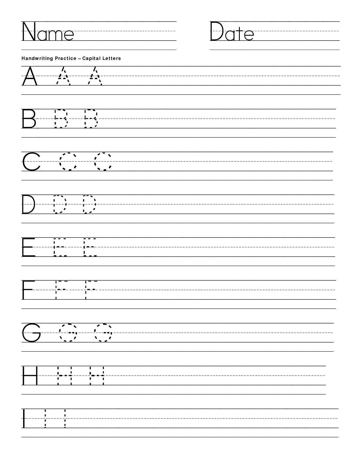 Handwriting Practice Worksheets and Letter Practice Worksheets for Kindergarten