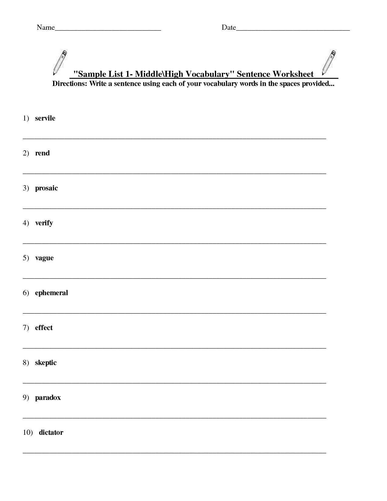 High School Vocabulary Worksheets as Well as Vocabulary Building Worksheets High School Worksheets for All