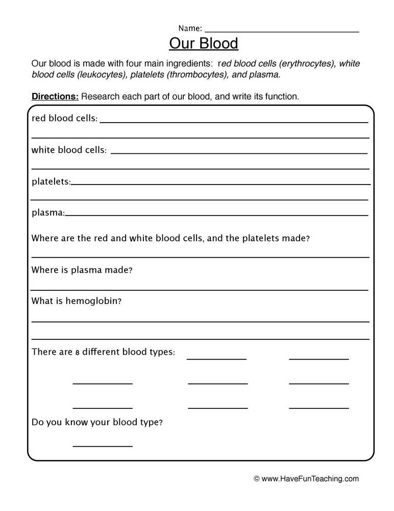 Human Blood Cell Typing Worksheet Answer Key Also Anatomy Worksheet