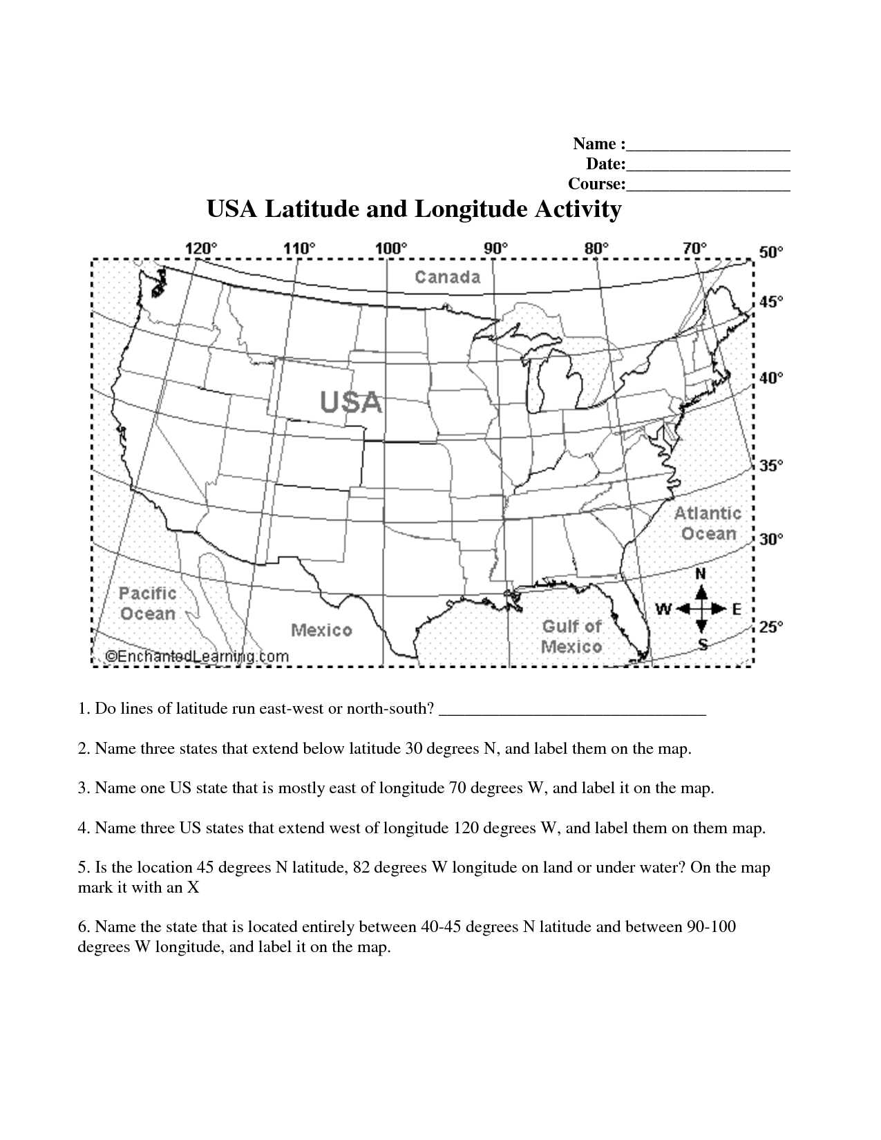 Hunter Education Homework Worksheet Answers or Longitude and Latitude Printable Worksheet
