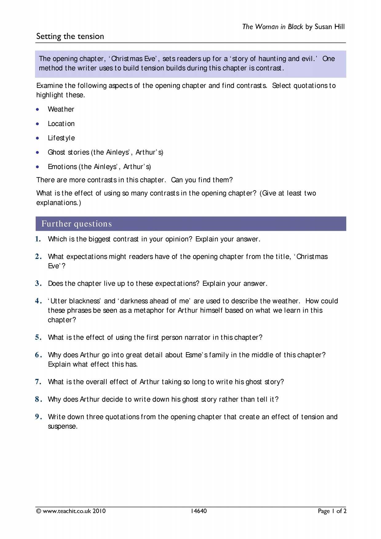 Identifying Irony Worksheet Answers Also Tension Search Results Teachit English