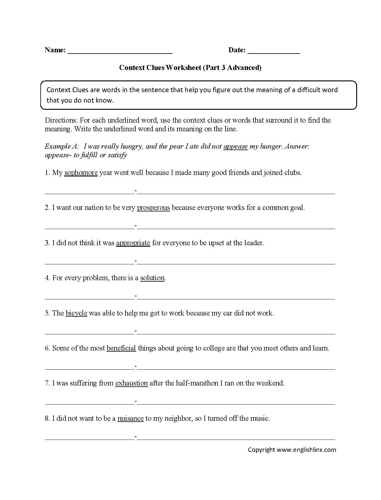 Idioms Worksheets Pdf Along with Context Clues Worksheets Advanced Part 3