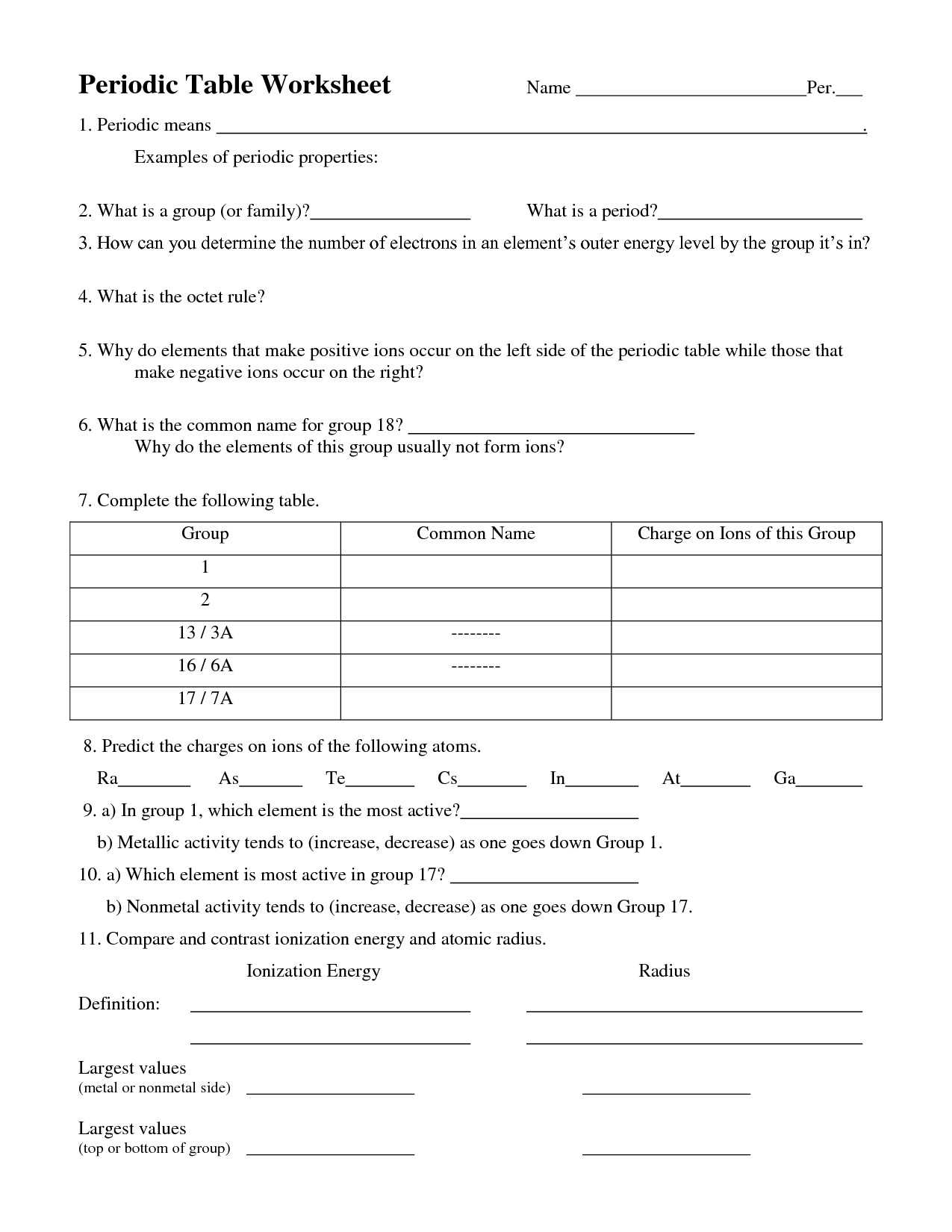 Introduction to Periodic Table Lab Activity Worksheet Answer Key or Valid Periodic Table Named Groups Worksheet 2
