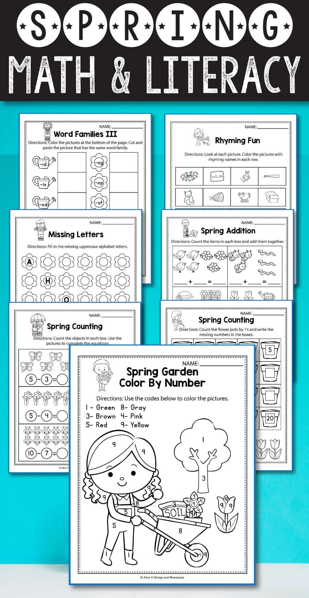 Kindergarten Practice Worksheets and Spring Math and Literacy Spring Activities Kindergarten Spring