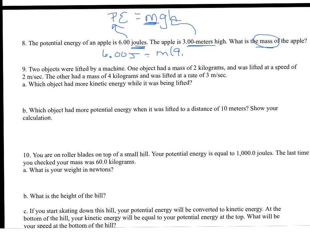 Kinetic and Potential Energy Worksheet Key together with 24 Awesome Stock Kinetic and Potential Energy Worksheet W