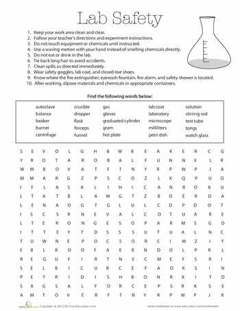 Lab Safety Worksheet Answers or Lab Safety