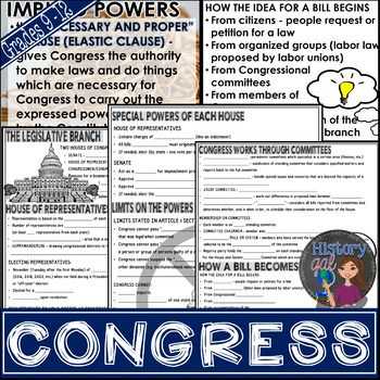 Legislative Branch Worksheet Also U S Legislative Branch Congress Powerpoint and Guided Notes