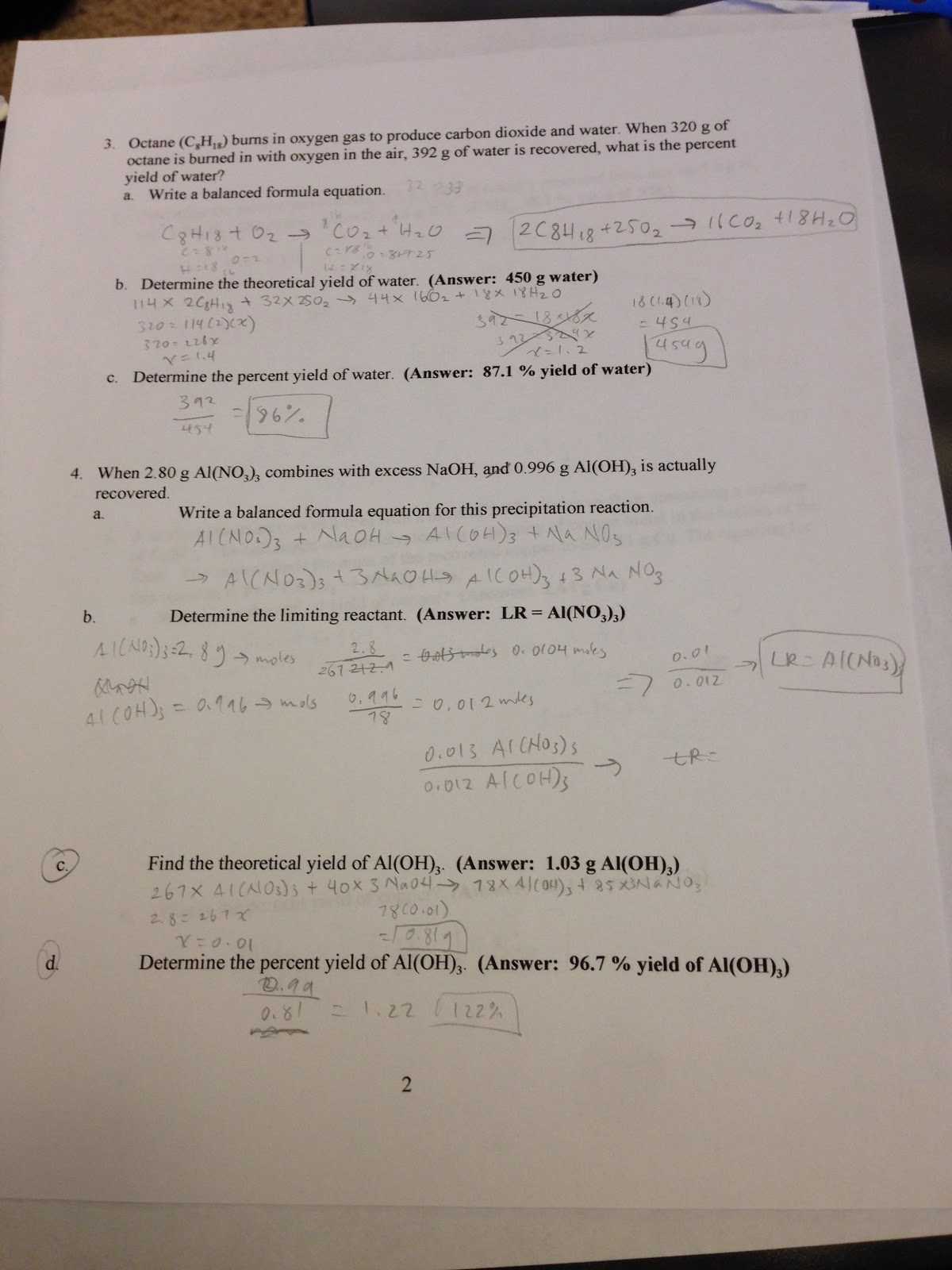 Limiting Reagent Worksheet Also theoretical and Percent Yield Worksheet Answers & ""sc" 1"st" "
