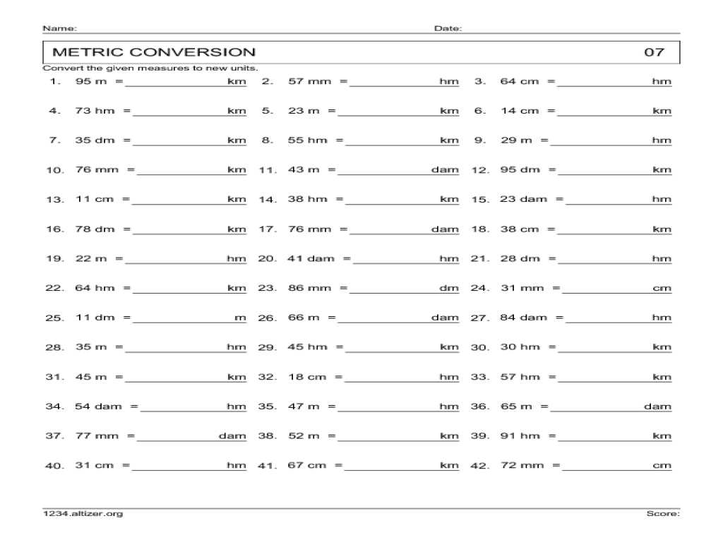 Metric Conversion Worksheet with Answers with Measurement Worksheet Metric Conversion Bing Images