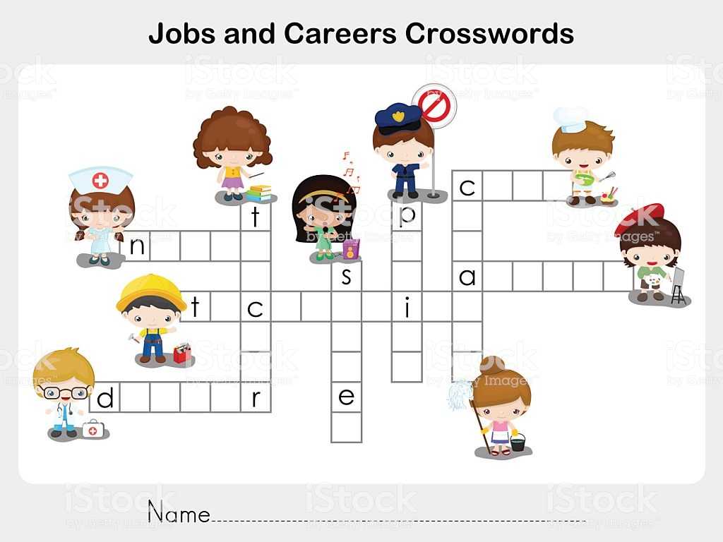Middle School Health Worksheets Also Jobs and Careers Crosswords Worksheet for Education Stock Ve