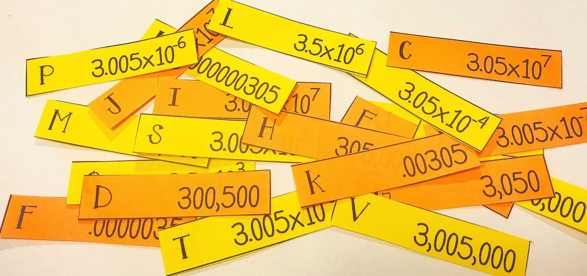 Middle School Math Worksheets and Scientific Notation Card sort