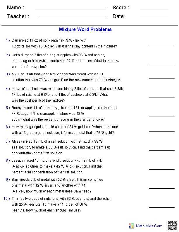Mixture Problems Worksheet and 8 Best Places to Visit Images On Pinterest