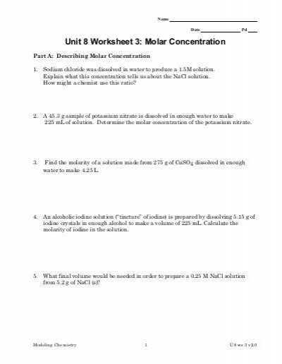 Mole Calculation Worksheet Also Concentration Calculations Worksheet Kidz Activities