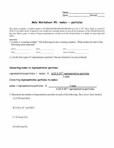 Mole Mass and Particle Conversion Worksheet or 1 if 0 20 Bushel is 1 Dozen Apples and A Dozen Apples Has A Mass