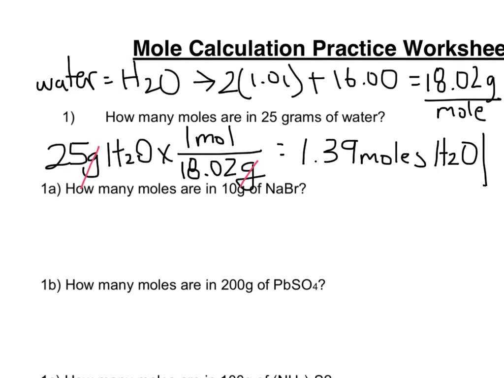 Moles to Grams Worksheet with Mole Calculation Practice Worksheet astheysawit Free Sampl