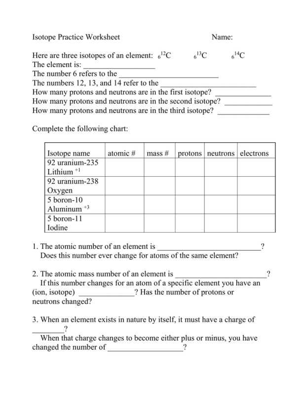 Most Common isotope Worksheet 1 Along with isotope Practice Worksheet Answers Most Mon isotope Worksheet 1