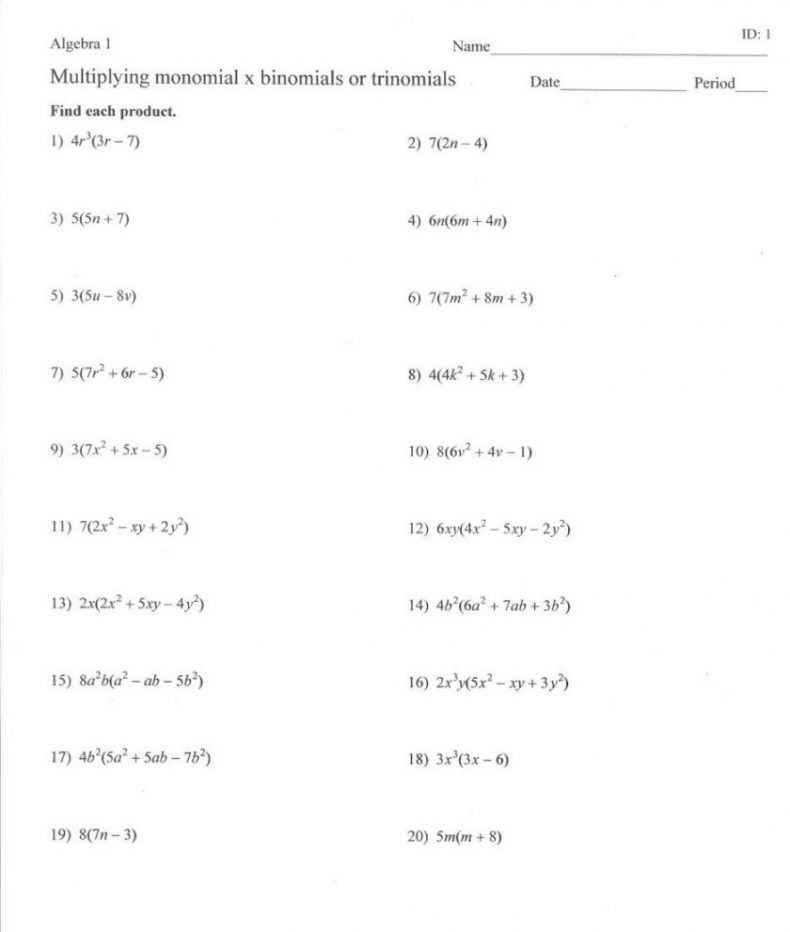 Multiplying Monomials and Polynomials Worksheet with Factoring by Grouping Worksheet Image Collections Worksheet Math