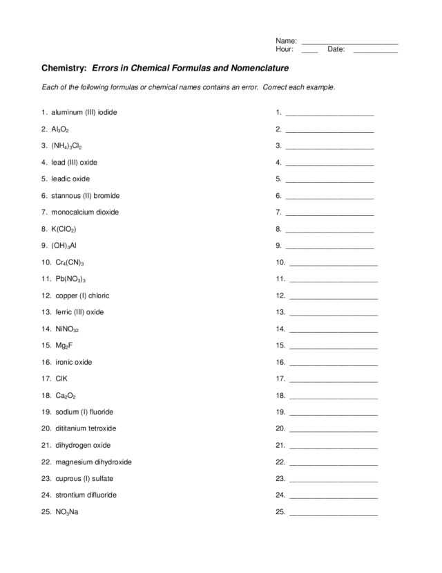 Naming Ions and Chemical Compounds Worksheet 1 with Chemistry Naming Worksheet Kidz Activities