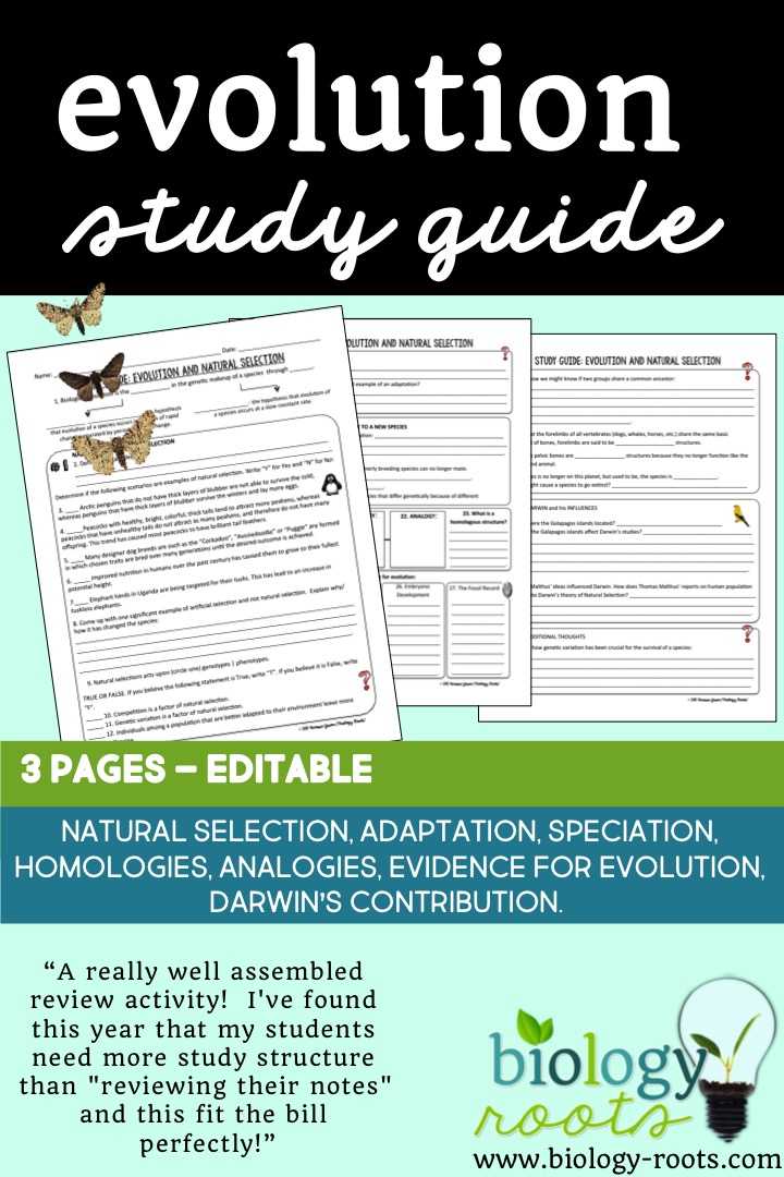 Natural Selection Worksheet Also Evolution Study Guide