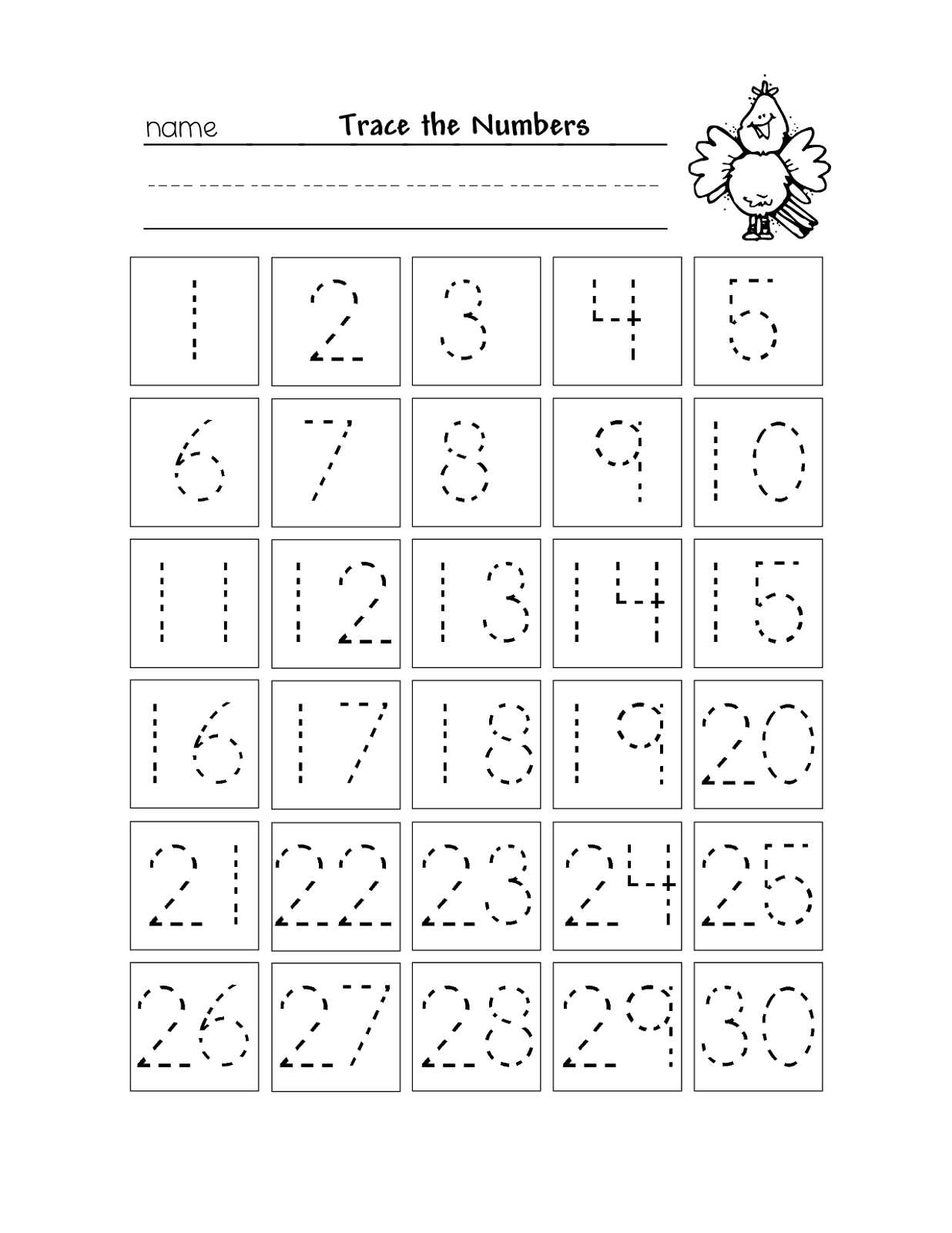 Number Writing Practice Worksheets Along with Trace the Numbers 1 30 Kiddo Shelter