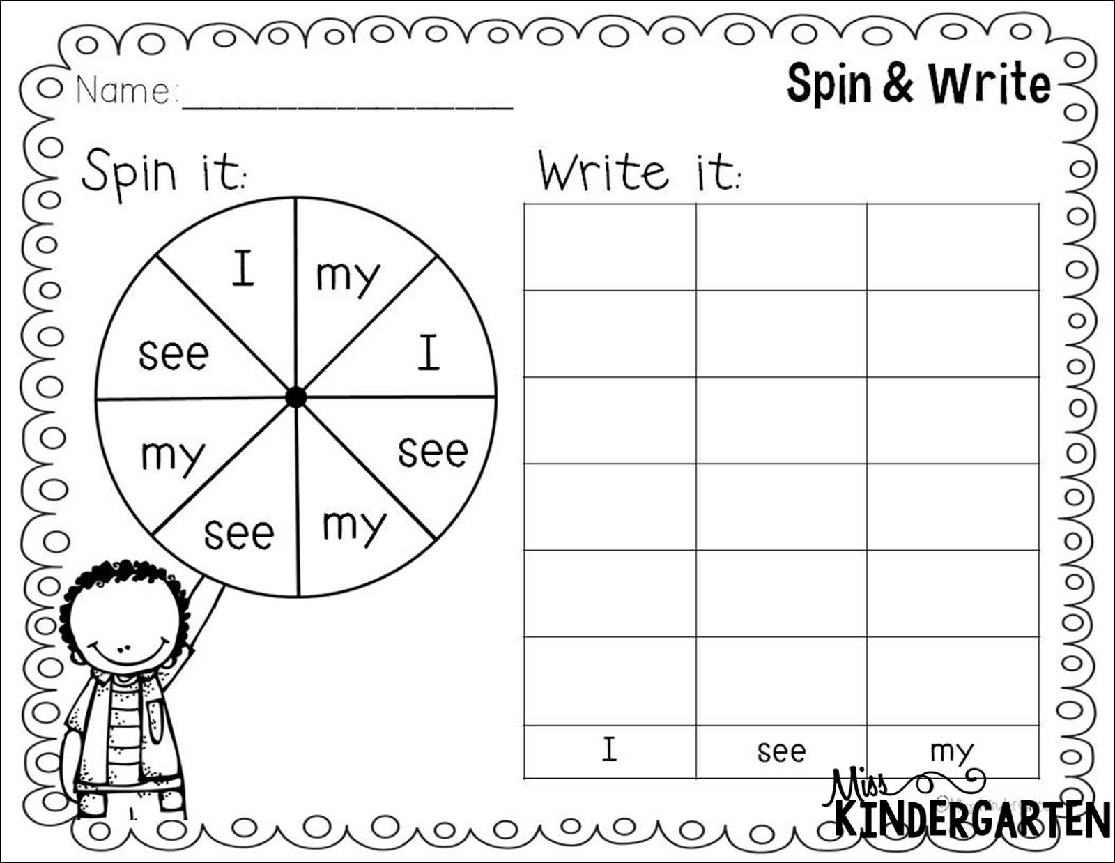 Number Writing Practice Worksheets together with Kindergarten Sight Word Practice Spin and Kindergarten Free