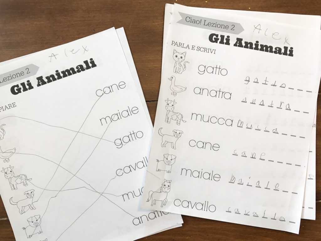Nutrition Worksheets for High School Also Simple Italian Lessons for Kids Lezione 2 Gli Animali