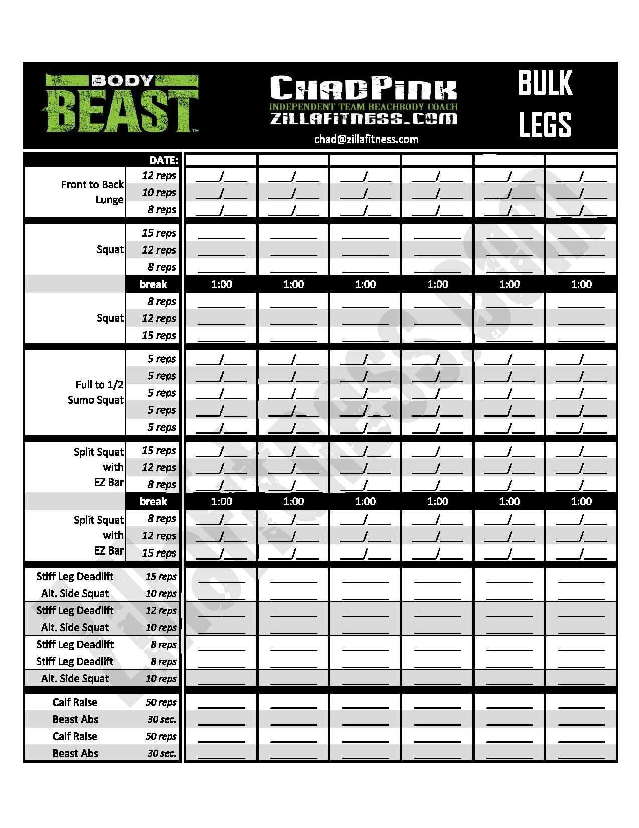P90x Plyometrics Worksheet with Free Improved Body Beast Workout Sheets