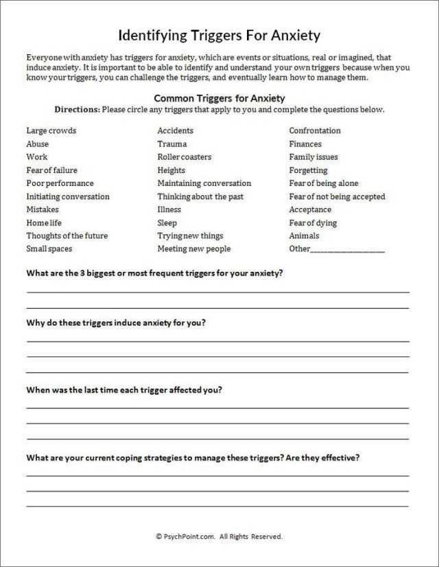 Panic attack Worksheets Pdf as Well as Stress Management Stress Management Identifying Triggers for