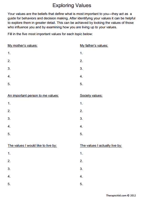 Panic attack Worksheets Pdf as Well as What are Your Personal Values What are Your Fundamental Building