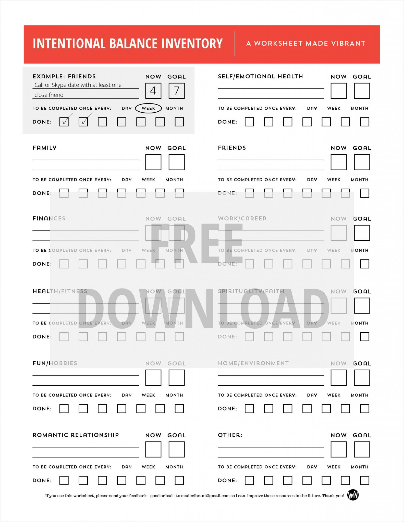 Parenting Plan Worksheet with Personal Development Worksheet Intentional Balance Inventory