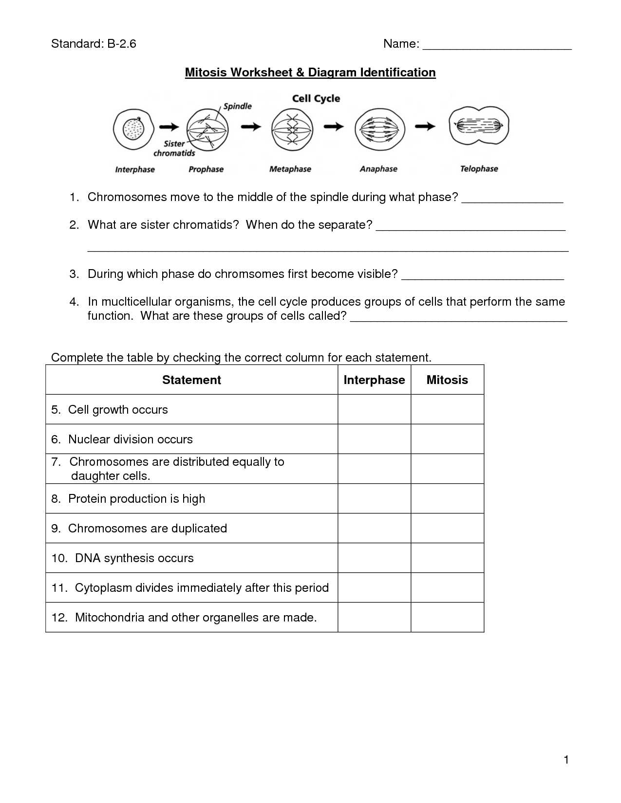 Patterns Of Inheritance Worksheet Along with Mitosis Worksheet Cells Synthesis Mitosis