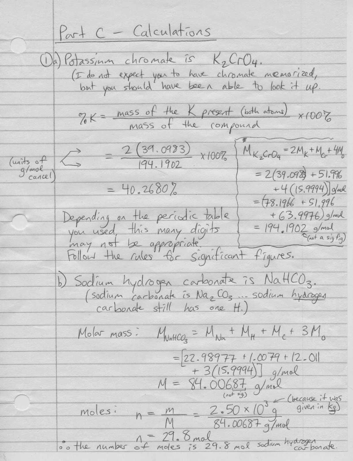 Ph and Poh Calculations Worksheet or 12u Chemistry with Mrs Mccourt February 2016