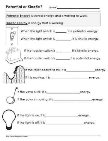 Physical Science Worksheet Conservation Of Energy 2 and Potential or Kinetic Energy Worksheet Stem Energy