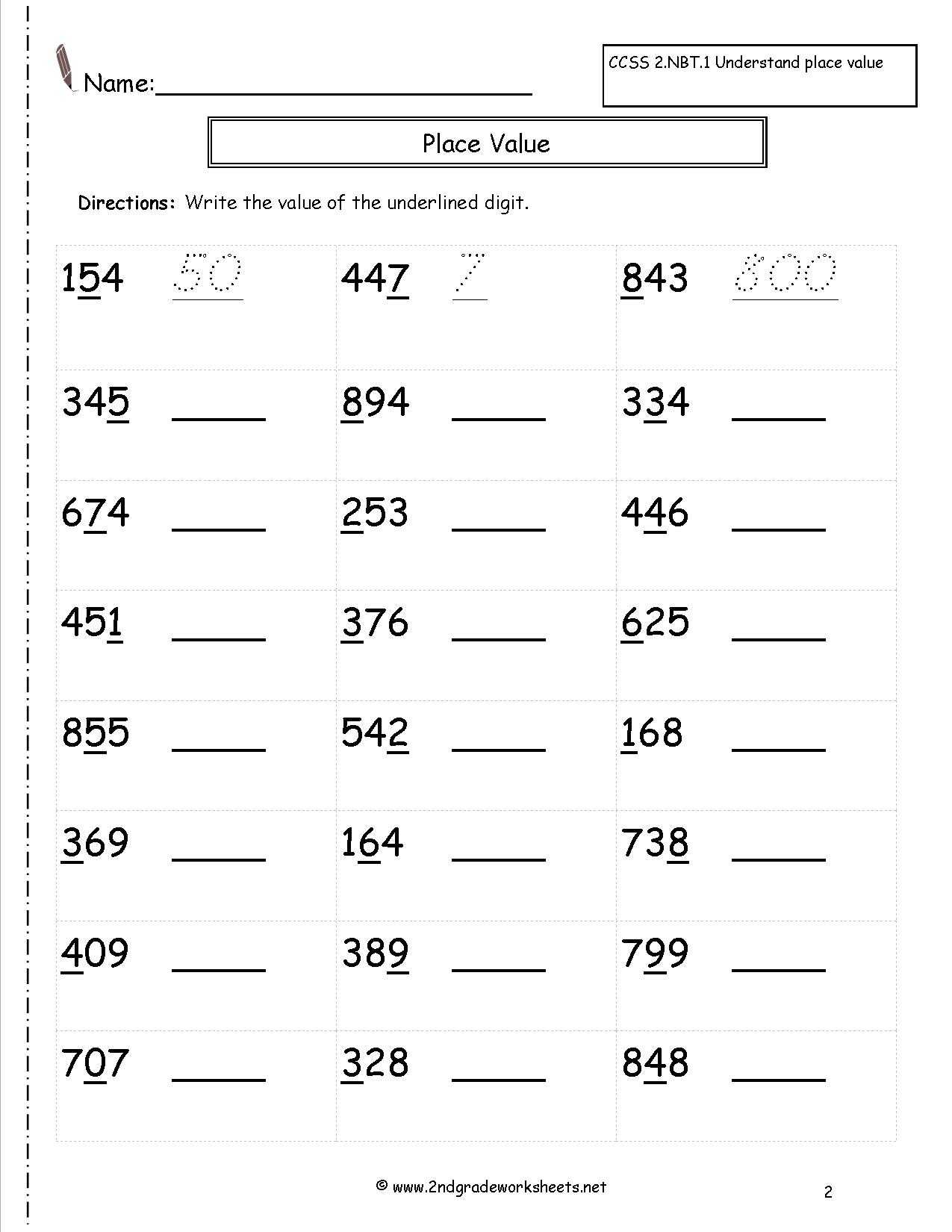 Place Value Worksheets for Kindergarten together with Place Value Worksheets for Grade 2 the Best Worksheets Image