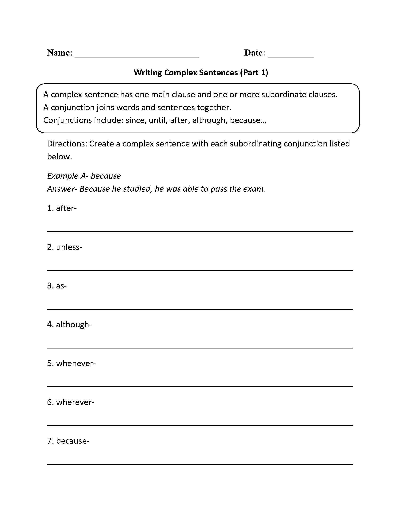 Poetry Worksheet 1 and Sentences Worksheets