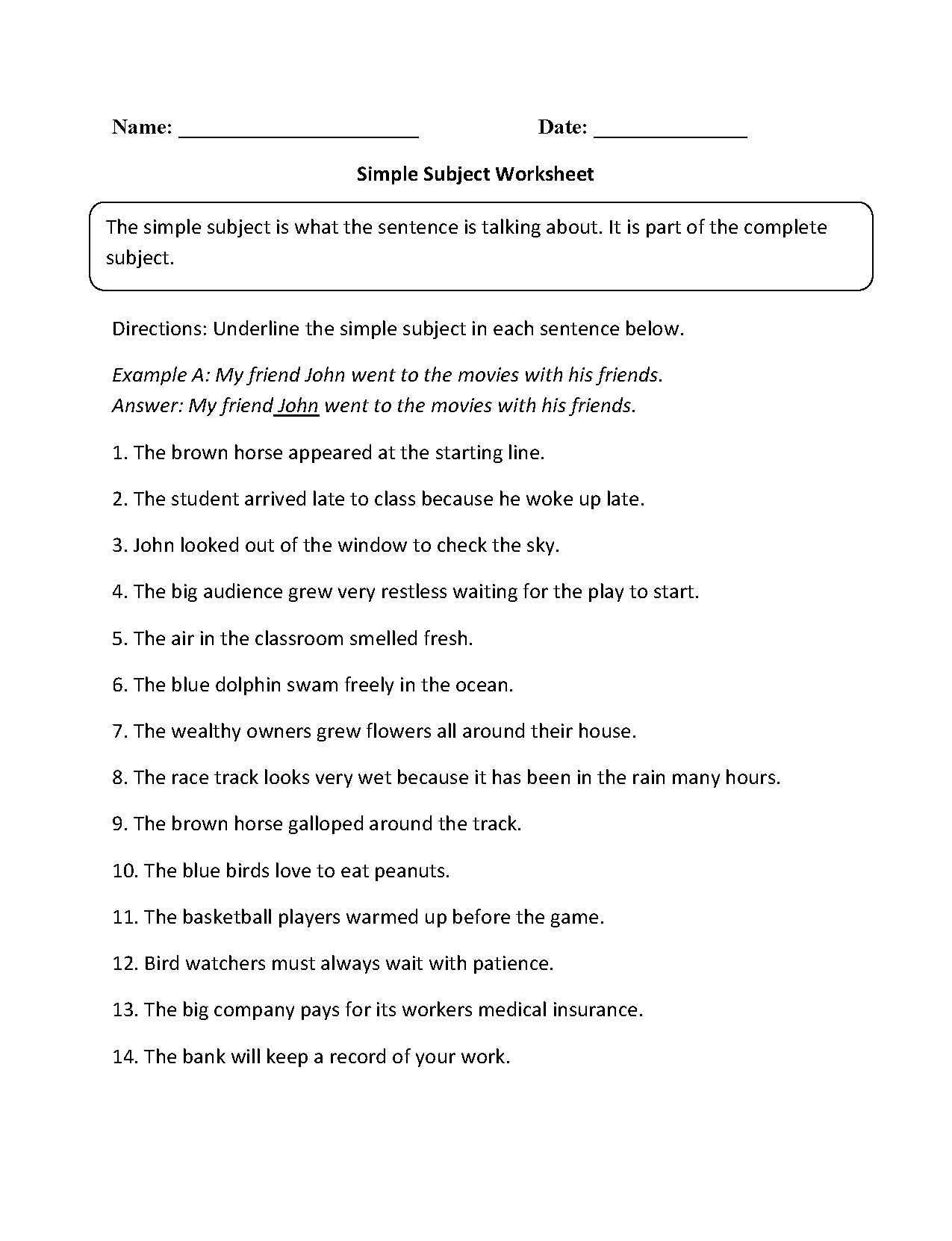 Poetry Worksheet 1 and Simple Subject Worksheet Englishlinx Board
