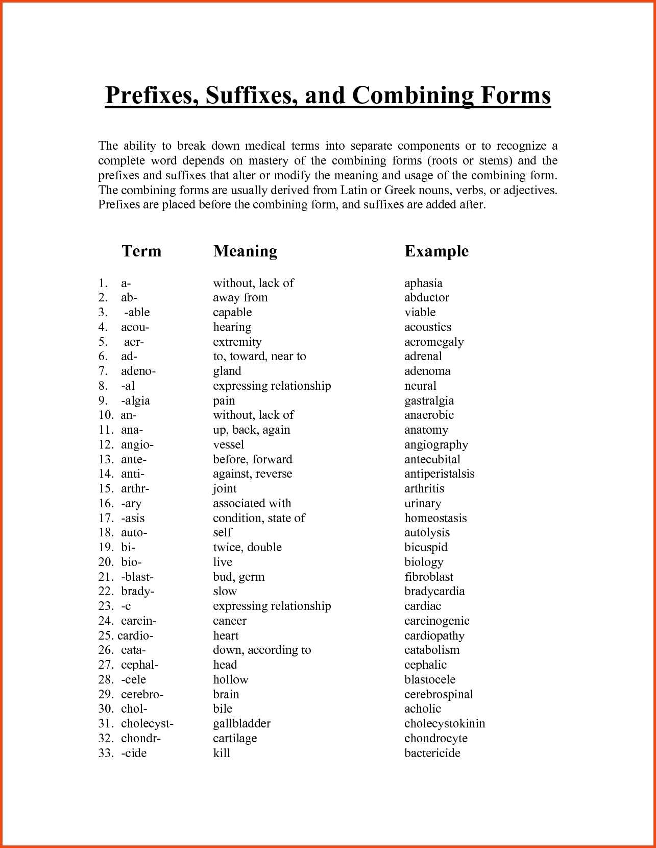 Point Of View Worksheet 11 Also Großartig Anatomy and Physiology Prefixes and Suffixes Galerie