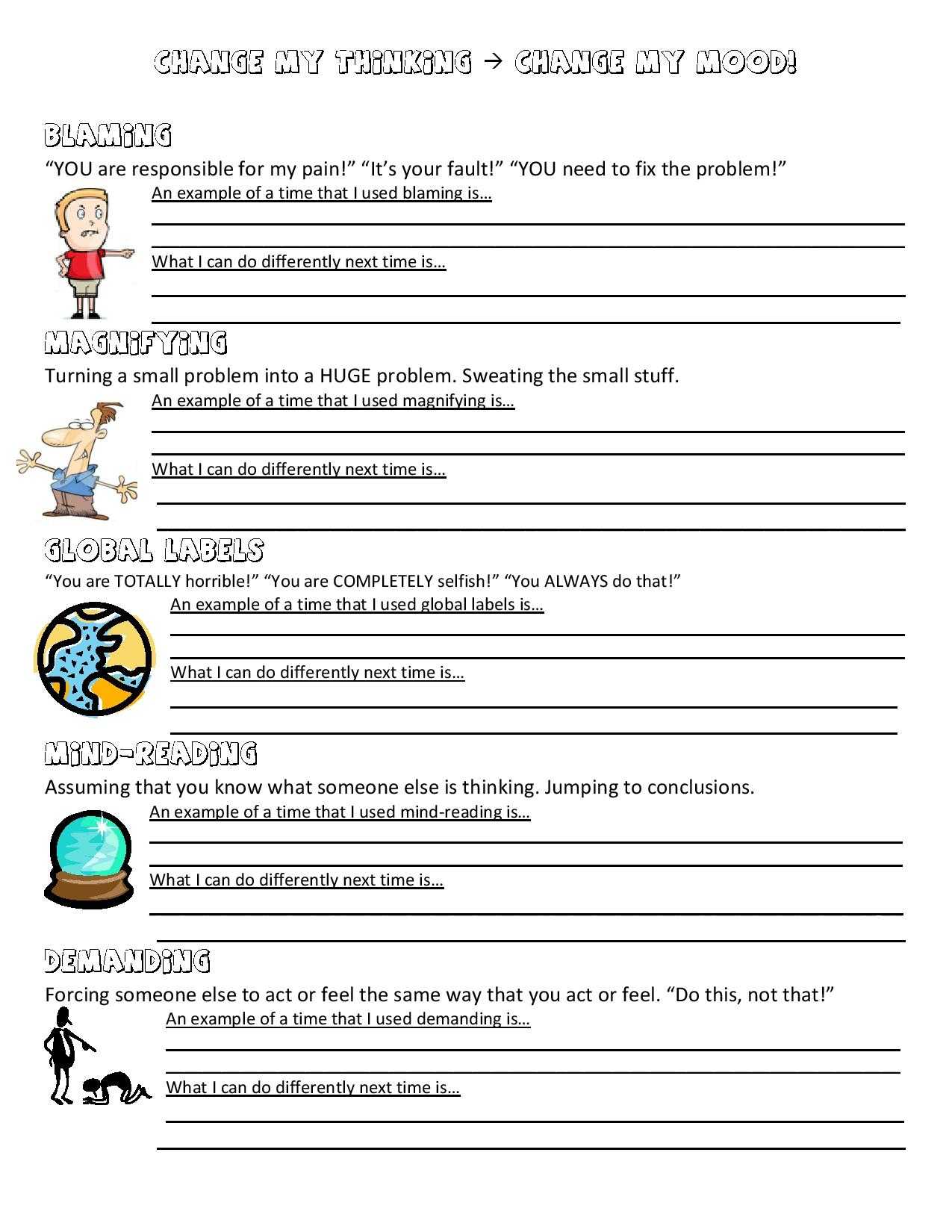 Positive Thinking Worksheets or Problem solving therapy Worksheets Image Collections Worksheet