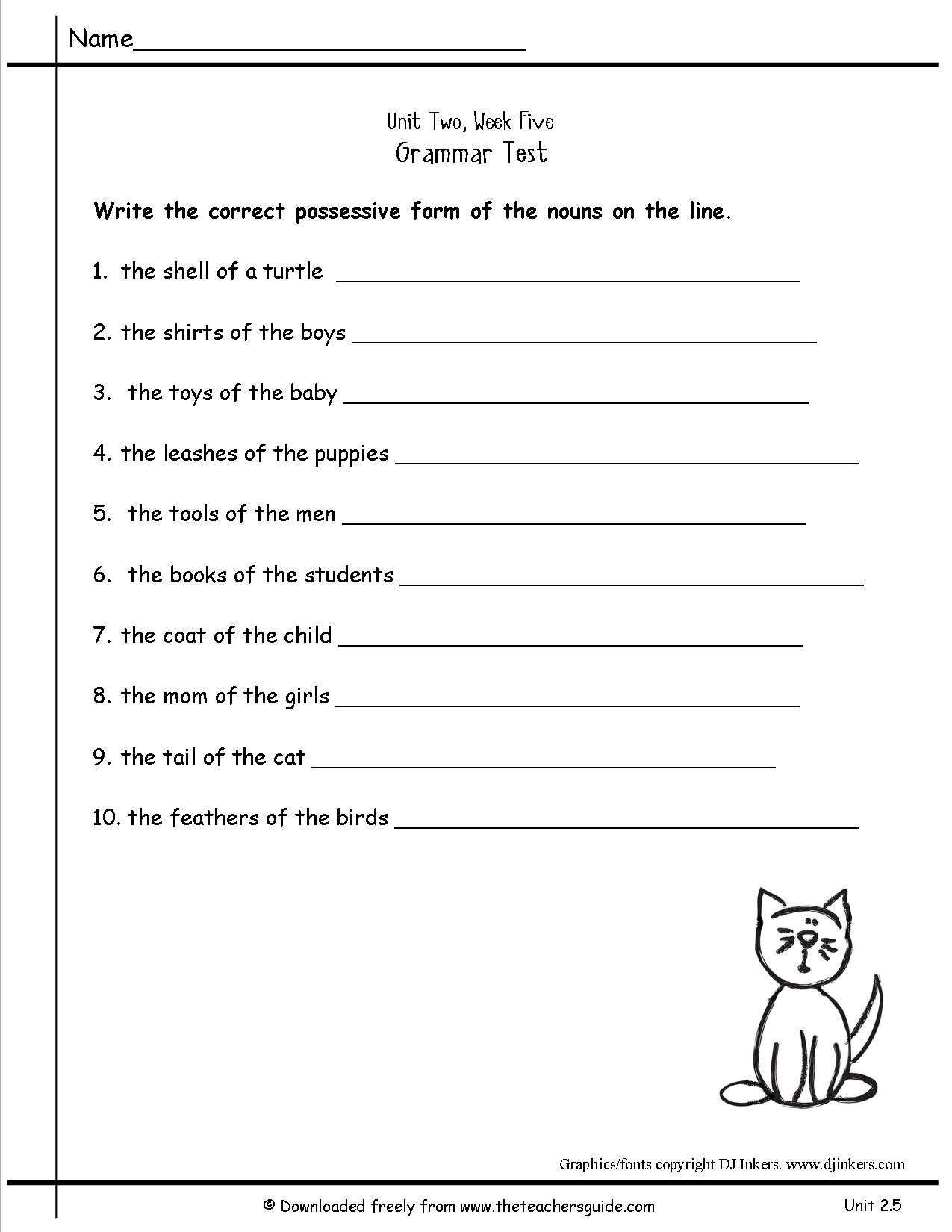 Possessive Adjectives Worksheet and Nouns Verbs Adjectives Worksheet Gallery Worksheet for Kids In English