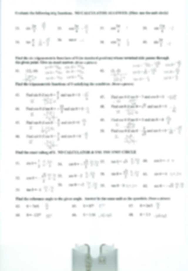 Precalculus Circle Worksheet With Answers