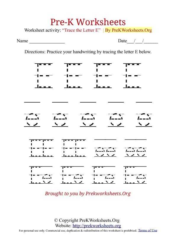 Preschool Writing Worksheets with 9 Best Letter E Pre K Images On Pinterest