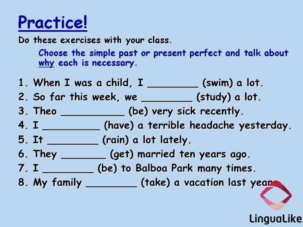 Present Progressive Spanish Worksheet and Simple Past Vs Present Perfect when Do We
